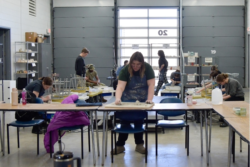 Jackson Preparatory & Early College students use a Jackson College art studio for a pottery class.