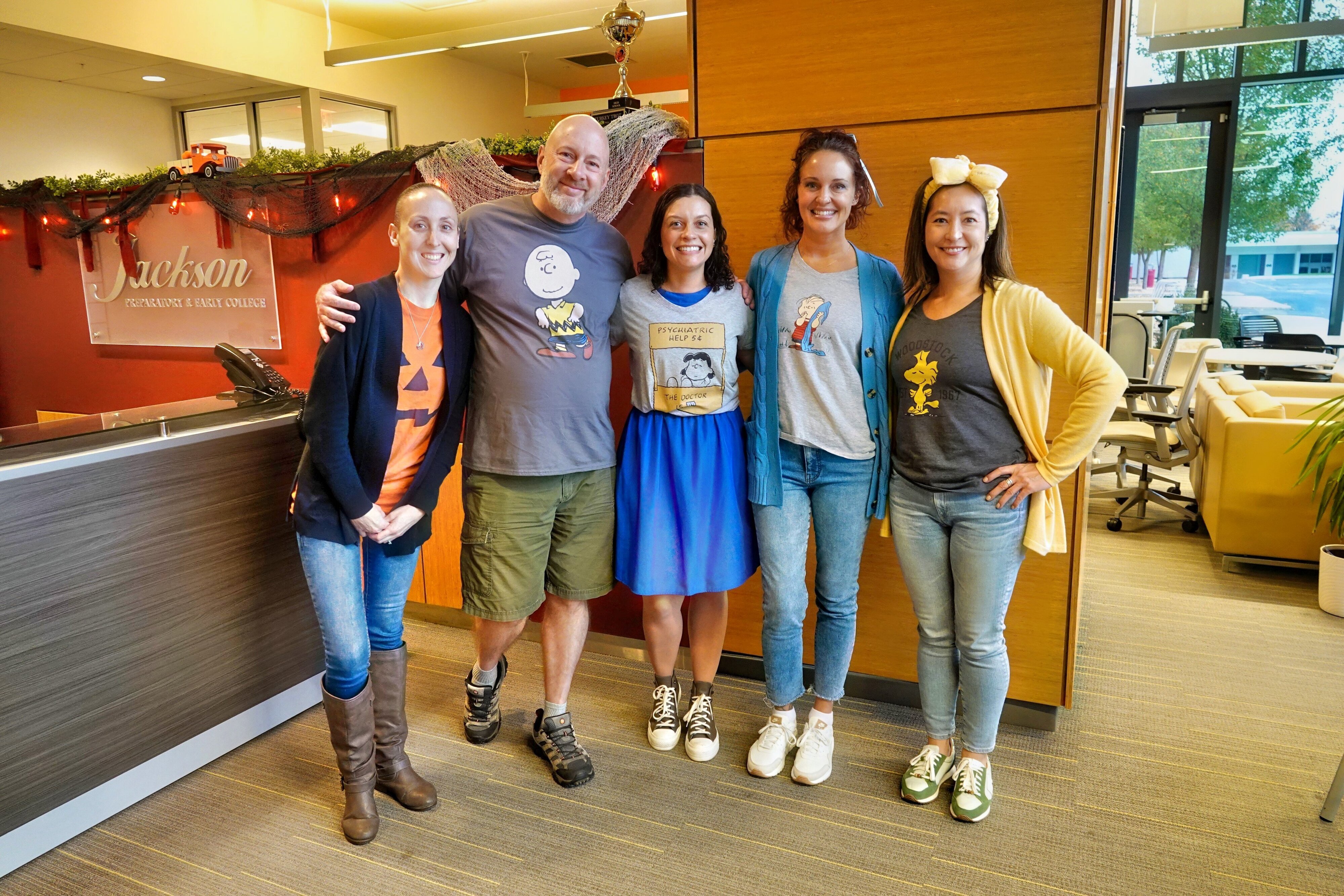 5 Jackson Preparatory & Early College teachers stand together.