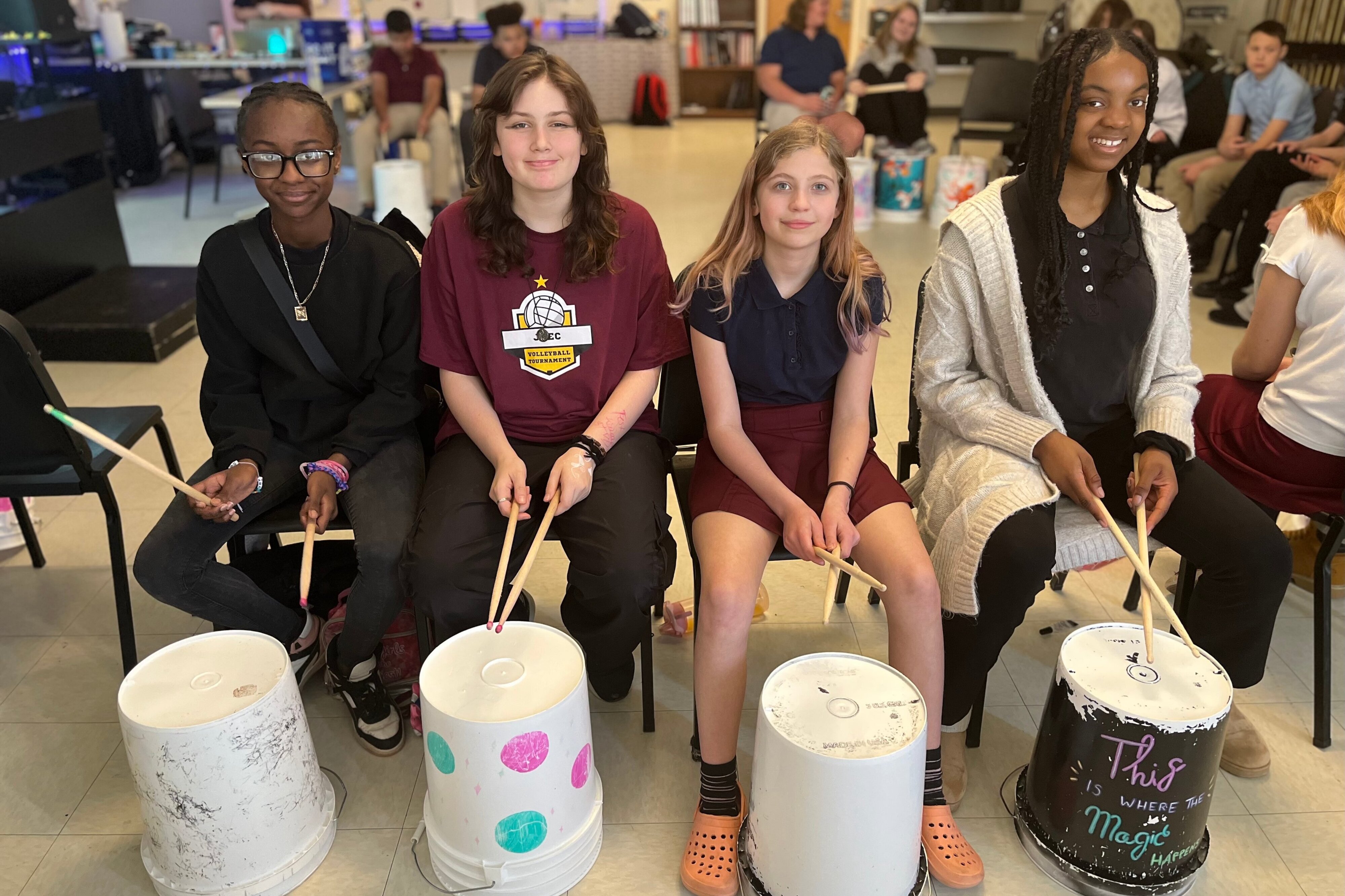 4 JPEC student bucket drumming
